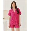 imageEkouaer Womens Waffle Knit Pajama Sets Short Sleeve Button Down Sleepwear Cozy Loungewear 2 Piece Pjs Shorts SetRose