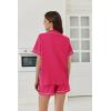 imageEkouaer Womens Waffle Knit Pajama Sets Short Sleeve Button Down Sleepwear Cozy Loungewear 2 Piece Pjs Shorts SetRose