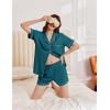imageEkouaer Womens Waffle Knit Pajama Sets Short Sleeve Button Down Sleepwear Cozy Loungewear 2 Piece Pjs Shorts SetStrong Blue