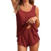imageEkouaer 2 Pieces Womens Tank Top Pajamas Set Soft Sleepwear Sleeveless Cami and Shorts Summer Loungewear Pjs SetWine Red