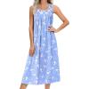 imageEkouaer Nightgowns for Women Cotton Long Night Gown Sleeveless Sleep Dress Victorian Nightdress Ladies Sleepwear SXXXLBlue White Birds