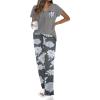 imageEkouaer Pajamas for Women Set Short Sleeve Pjs and Long Floral Print Pants Soft Sleepwear Casual Lounge Sets SXXLDark Gray Floral