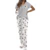 imageEkouaer Pajamas for Women Set Short Sleeve Pjs and Long Floral Print Pants Soft Sleepwear Casual Lounge Sets SXXLLight Grey Floral