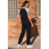 imageEkouaer Lounge Sets for Women Two Piece Pajama Set Short Sleeve Crewneck Jogger Outfits and Sweatpants Tracksuit with PocketsBlack