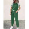 imageEkouaer Lounge Sets for Women Two Piece Pajama Set Short Sleeve Crewneck Jogger Outfits and Sweatpants Tracksuit with PocketsGreen