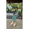 imageEkouaer Lounge Sets for Women Two Piece Pajama Set Short Sleeve Crewneck Jogger Outfits and Sweatpants Tracksuit with PocketsGreen