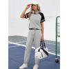 imageEkouaer Lounge Sets for Women Two Piece Pajama Set Short Sleeve Crewneck Jogger Outfits and Sweatpants Tracksuit with PocketsLight Grey 2