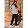 imageEkouaer Lounge Sets for Women Two Piece Pajama Set Short Sleeve Crewneck Jogger Outfits and Sweatpants Tracksuit with PocketsLight Grey