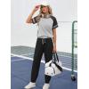 imageEkouaer Lounge Sets for Women Two Piece Pajama Set Short Sleeve Crewneck Jogger Outfits and Sweatpants Tracksuit with PocketsLight Grey