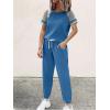 imageEkouaer Lounge Sets for Women Two Piece Pajama Set Short Sleeve Crewneck Jogger Outfits and Sweatpants Tracksuit with PocketsNavy Blue