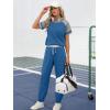 imageEkouaer Lounge Sets for Women Two Piece Pajama Set Short Sleeve Crewneck Jogger Outfits and Sweatpants Tracksuit with PocketsNavy Blue