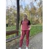 imageEkouaer Lounge Sets for Women Two Piece Pajama Set Short Sleeve Crewneck Jogger Outfits and Sweatpants Tracksuit with PocketsWine Red