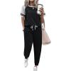imageEkouaer Lounge Sets for Women Two Piece Pajama Set Short Sleeve Crewneck Jogger Outfits and Sweatpants Tracksuit with PocketsBlack