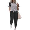 imageEkouaer Lounge Sets for Women Two Piece Pajama Set Short Sleeve Crewneck Jogger Outfits and Sweatpants Tracksuit with PocketsLight Grey