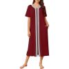 imageEkouaer Women Zipper Robe Lightweight House Coat Zipper Front Long Nightgown Soft Loungewear with Pockets S3XLWine Red