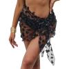 imageEkouaer Womens 2025 Sarongs Beach Wraps Chiffon Beach Cover Up Short Sheer Bikini Wraps S3XLFlowerblack