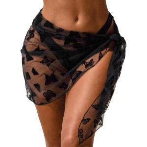 imageEkouaer Womens 2025 Sarongs Beach Wraps Chiffon Beach Cover Up Short Sheer Bikini Wraps S3XLButterfly