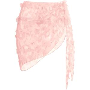 imageEkouaer Womens 2025 Sarongs Beach Wraps Chiffon Beach Cover Up Short Sheer Bikini Wraps S3XLButterflylight Pink