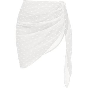 imageEkouaer Womens 2025 Sarongs Beach Wraps Chiffon Beach Cover Up Short Sheer Bikini Wraps S3XLSwiss Dotwhite1