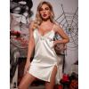 imageEkouaer Nightgown Satin Lingerie Sleeveless Sleep Dress Babydoll Nightie Slip ChemiseAbeige