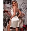 imageEkouaer Nightgown Satin Lingerie Sleeveless Sleep Dress Babydoll Nightie Slip ChemiseAbeige