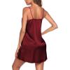imageEkouaer Nightgown Satin Lingerie Sleeveless Sleep Dress Babydoll Nightie Slip ChemiseWine Red