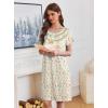 imageEkouaer Nightgowns for Women Button Moo Moos Short Sleeve Mumu Dress Soft House Dress with Pockets SXXXLBeige Floral