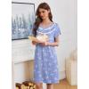 imageEkouaer Nightgowns for Women Button Moo Moos Short Sleeve Mumu Dress Soft House Dress with Pockets SXXXLBlue Pigeon