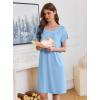 imageEkouaer Nightgowns for Women Button Moo Moos Short Sleeve Mumu Dress Soft House Dress with Pockets SXXXLLight Blue