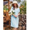 imageEkouaer Nightgowns for Women Button Moo Moos Short Sleeve Mumu Dress Soft House Dress with Pockets SXXXLPale Blue