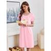imageEkouaer Nightgowns for Women Button Moo Moos Short Sleeve Mumu Dress Soft House Dress with Pockets SXXXLPink