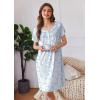 imageEkouaer Nightgowns for Women Button Moo Moos Short Sleeve Mumu Dress Soft House Dress with Pockets SXXXLWhite Blue Flower