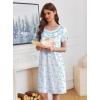 imageEkouaer Nightgowns for Women Button Moo Moos Short Sleeve Mumu Dress Soft House Dress with Pockets SXXXLWhite Blue Flower