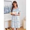 imageEkouaer Nightgowns for Women Button Moo Moos Short Sleeve Mumu Dress Soft House Dress with Pockets SXXXLWhite Floral