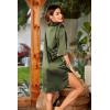 imageEkouaer Womens Satin Nightshirt Button Down Sleepshirt Silk 34 Sleeve Nightgown Boyfriend Notch Collar Sleepwear S3XLArmy Green