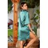 imageEkouaer Womens Satin Nightshirt Button Down Sleepshirt Silk 34 Sleeve Nightgown Boyfriend Notch Collar Sleepwear S3XLCeladon Green