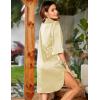 imageEkouaer Womens Satin Nightshirt Button Down Sleepshirt Silk 34 Sleeve Nightgown Boyfriend Notch Collar Sleepwear S3XLLight Coffee