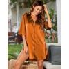 imageEkouaer Womens Satin Nightshirt Button Down Sleepshirt Silk 34 Sleeve Nightgown Boyfriend Notch Collar Sleepwear S3XLOrange Red