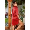 imageEkouaer Womens Satin Nightshirt Button Down Sleepshirt Silk 34 Sleeve Nightgown Boyfriend Notch Collar Sleepwear S3XLRed