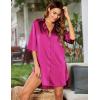 imageEkouaer Womens Satin Nightshirt Button Down Sleepshirt Silk 34 Sleeve Nightgown Boyfriend Notch Collar Sleepwear S3XLRose Red