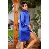 imageEkouaer Womens Satin Nightshirt Button Down Sleepshirt Silk 34 Sleeve Nightgown Boyfriend Notch Collar Sleepwear S3XLSnorkel Blue
