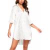 imageEkouaer Womens Satin Nightshirt Button Down Sleepshirt Silk 34 Sleeve Nightgown Boyfriend Notch Collar Sleepwear S3XLWhite Leopard