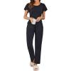 imageEkouaer 2 Pack Womens Pajama Sets Short Sleeve with Long Pajama Pant Set Soft Sleepwear Printed Pj Lounge Sets with Pockets1 Packblack