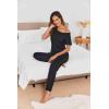 imageEkouaer 2 Pack Womens Pajama Sets Short Sleeve with Long Pajama Pant Set Soft Sleepwear Printed Pj Lounge Sets with Pockets1 Packblack