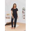 imageEkouaer 2 Pack Womens Pajama Sets Short Sleeve with Long Pajama Pant Set Soft Sleepwear Printed Pj Lounge Sets with Pockets1 Packblack