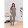 imageEkouaer 2 Pack Womens Pajama Sets Short Sleeve with Long Pajama Pant Set Soft Sleepwear Printed Pj Lounge Sets with Pockets1 Packdark Gray