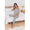 imageEkouaer 2 Pack Womens Pajama Sets Short Sleeve with Long Pajama Pant Set Soft Sleepwear Printed Pj Lounge Sets with Pockets1 Packlight Gray Stars