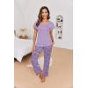 imageEkouaer 2 Pack Womens Pajama Sets Short Sleeve with Long Pajama Pant Set Soft Sleepwear Printed Pj Lounge Sets with Pockets1 Packpurple