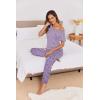 imageEkouaer 2 Pack Womens Pajama Sets Short Sleeve with Long Pajama Pant Set Soft Sleepwear Printed Pj Lounge Sets with Pockets1 Packpurple