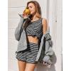 imageEkouaer Pajamas for Women Sets Tank and Shorts Summer Waffle Knit Striped 2Piece Cute Pjs Soft Sleeveless Loungewear SetBlack and White Stripe